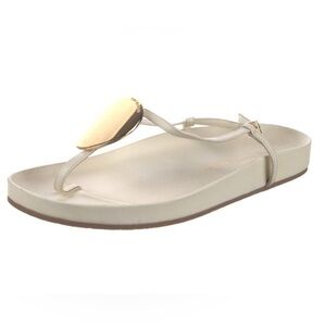 Tory Burch Cream and Gold Sandals with Sleek Design